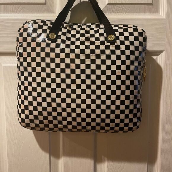 Betsey Johnson Laptop Case padded Protection Synthetic Black &White Checked - Picture 3 of 13